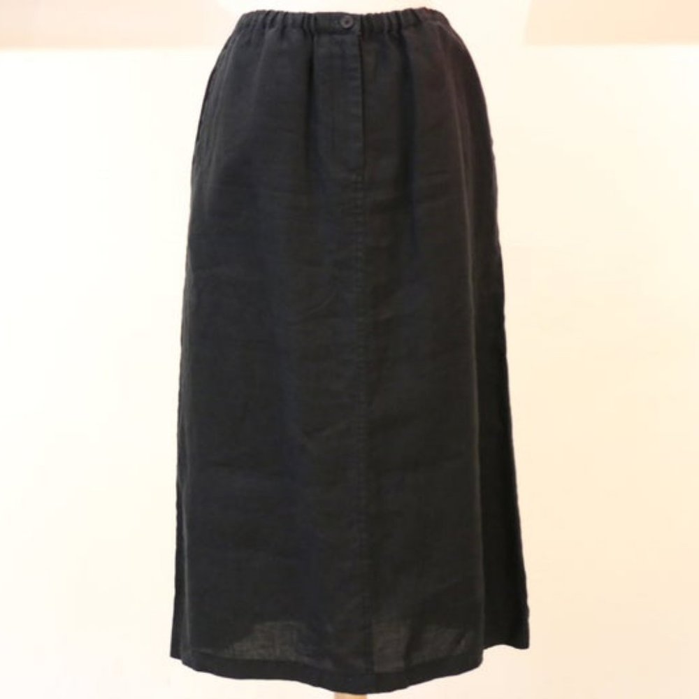 Black Linen Midi Skirt
